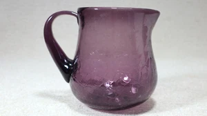Crackle Glass Pitcher. 6 3/4" High - Purple - Picture 1 of 15