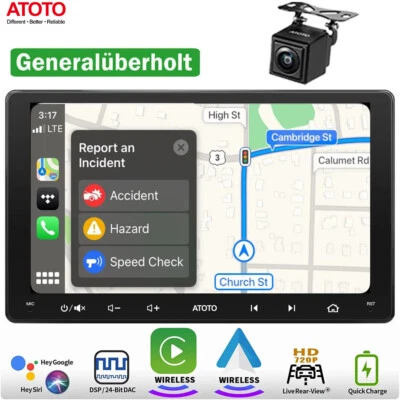 ATOTO F7WE 9Zoll Autoradio GPS Navi Wireless Carplay Android Auto Rückfahrkamera - Bild 1 von 4