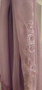 Vintage Lilac Semi Shear Light Fringe Decorative Stitching 42'x72''   Scarf - Picture 1 of 12