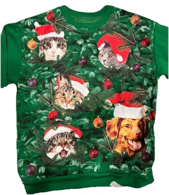 Sudadera FREEZE Light Up Navidad Gato Verde Para Mujer Mediana Foto 1 de 4