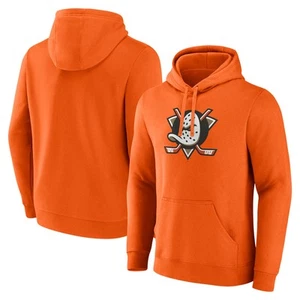 Men's Fanatics Orange Anaheim Ducks Primary Logo Fleece Pullover Hoodie - Picture 1 of 3