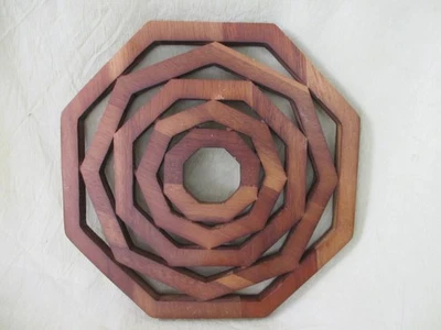 Cajón y Barril ACACIA Madera Geométrica TRIVET 8" Hot Pot Reposo Alfombra Foto 1 de 4