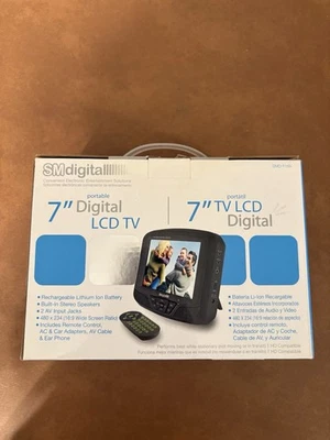 SM Digital 7" LCD Color Portable ATSC TV/Monitor SMD-1150 New - Image 1 of 4