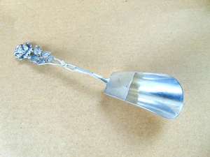 PRETTY ANTIQUE 800 SOLID SILVER ROSE SHOVEL SPOON - Picture 1 of 7
