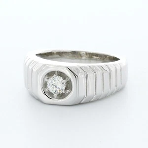 0.35ct D SI1 Round Brilliant Natural Certified Diamond 14K Gold Men's Ring - Picture 1 of 3