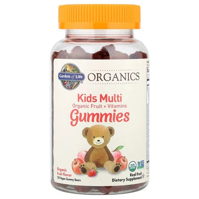 Organics, Multi Gomitas Niños, Fruta Orgánica + Vitaminas, Fruta, 120 Gomitas Veganas Foto 1 de 3