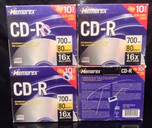 Four 10 Pack Memorex CD-R Discs 700mb/80min 40x W/slim Jewel Cases New Sealed - Picture 1 of 3