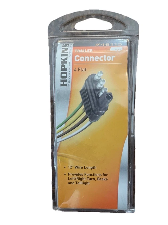 Conector de extremo de remolque Hopkins #48115 4 cables plano de 12 pulgadas. Izquierda/derecha/giro/freno Foto 1 de 2