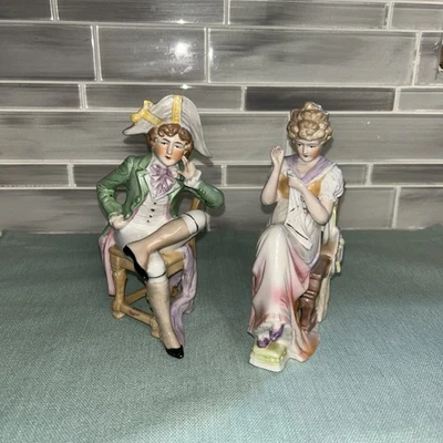 Antigua pareja sentada victoriana rara Grafenthal 1885 porcelana 10076 Foto 1 de 4