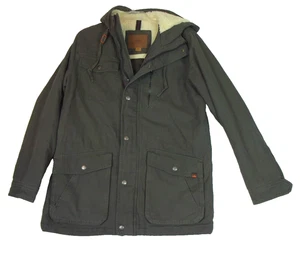 Northwest Territory Mens Hooded Jacket SZ Medium Army Green Full Zip Snap Chore - Picture 1 of 12