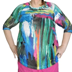 Ali Miles Size PXL Petite Paint Print Pullover Tunic Women's Multi Sequin Pocket - Picture 1 of 9