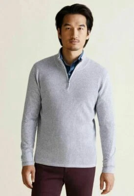 NWOT 2XL Zachary Prell Higgins Grey Cotton Cashmere 1/4 Zip Sweater msrp $168.00 - Изображение 1 из 4