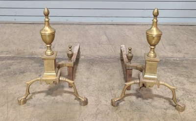 Lareira Virginia Metalcrafters latão Andirons Chippendale Williamsburg Style - Imagem 1 de 4