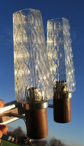 Vintage Mid Century Double Wall Sconce Clear Glass Danish Modern style Cover