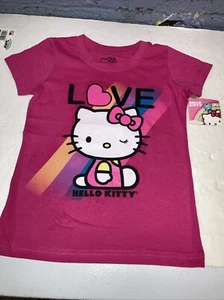 Hello Kitty Shirt Girls Sz 6 Pink Hearts Glitter  Bow  New With Tag - Picture 1 of 5