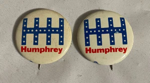 Vtg 1968 HHH HUBERT HUMPHREY 1 1/8" Presidential Campaign Buttons Pin Pinback - Picture 1 of 2