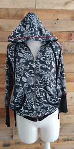 A Pea in the Pod maternity hoodie zip front black & white Pink Lotus collab M