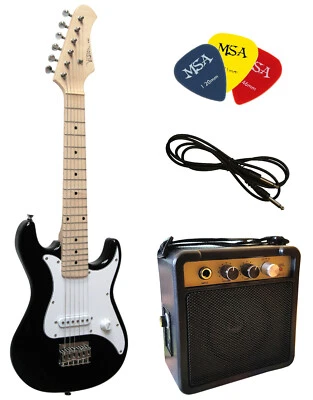 E-Gitarre für Kinder Mini 76cm - schwarz - Kabel+ Verstärker MA05 + 3Pik + EK3 - Bild 1 von 4
