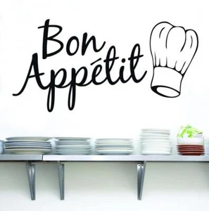 BON APPETIT Quote Decal WALL STICKER Home Decor Art Words Letters Kitchen SQ66 - Picture 1 of 1