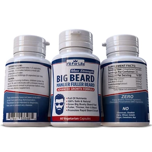 HAIR Mustache Big BEARD Fast GROW Facial Capsules GROWTH Herbal VITAMINS Pills - Picture 1 of 5