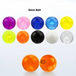 10pcs. Pack Threaded Acrylic UV Ball Replacement Top Part 16G 14G 3mm-6mm