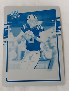 Jacob Eason Colts 2020 Plates & Patches/2020 Donruss 1/1 Cyan Printing Plate