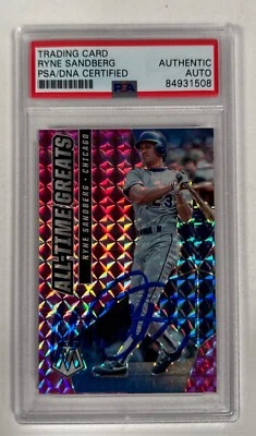 Ryne Sandberg Signed 2021 Panini Mosaic Card #ATG6 Cubs Slabbed PSA 84931508 - Image 1 of 2