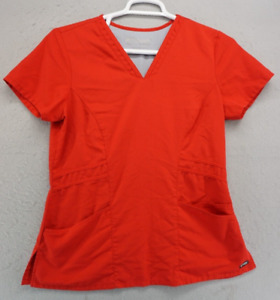 Greys Anatomy Barco Womens Scrub Top Medium Uniform Pockets Red