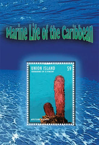 Union Island 2013 - Marine Life of the Caribbean - Stamp Souvenir sheet - MNH Cover