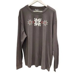 Pajamagram Mens Long Sleeve Gray Fair Isle Pajama Shirt Size L Holiday - 534 - Picture 1 of 5