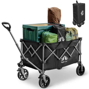 Foldable Wagon with Wheels, Portable Heavy Duty Collapsible Beach Cart - Picture 1 of 19