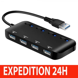 HUB USB 3.0 Superspeed 4 ports USB multiport Neuf Adaptateur pc portable neuf !! - Afbeelding 1 van 9