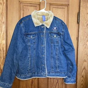 Disney Women's Eeyore True Blue XL Denim Jean Jacket With Faux Fur - Picture 1 of 9