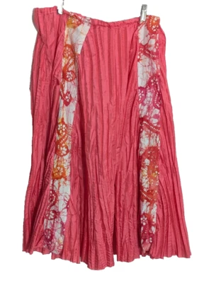 Falda midi hecha a mano con cordón de tafetán plisada rosa coral se adapta hasta 35" W E1 Foto 1 de 4