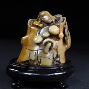 Exquisite Collection Shoushan Stone Carving, Amazing Cicada Seal Ornament - Picture 1 of 9