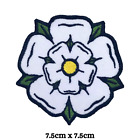 White Yorkshire Rose iron on sew on Embroidered Patch