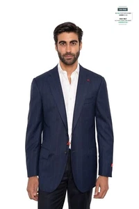 $4800 ISAIA NAPOLI Striped Blue Sport Coat Fine Brushed Wool 42 US / 52 EU 8R - Picture 1 of 8