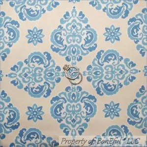 BonEful Fabric Cotton Decor Blue Tone Flower Damask Victorian Shabby Chic SCRAP - Picture 1 of 7