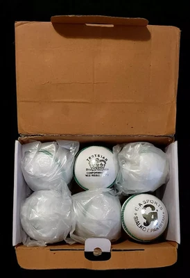 6-Pack Premium Quality White Leather Cricket Balls - 156 gm Red 4-Piece - Image 1 of 4