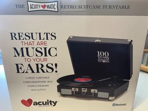 NEW ACUITYMATIC 3 SPEED RETRO SUITCASE TURNTABLE-BLUETOOTH - Picture 1 of 3