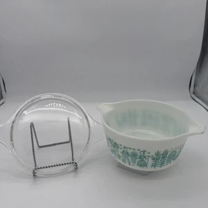 Casseruola Pyrex Amish Butterprint Turchese Bianco 474-B 1 1/2 QT con Coperchio - Foto 1 di 9
