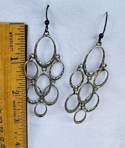 NWOT 3” Silver Chandelier Dangle Fashion Earrings ~ NICE~ - Picture 1 of 3