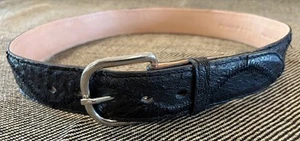 Men’s Genuine Ostrich Belt Black Handmade In Mexico Size 32 - Picture 1 of 11
