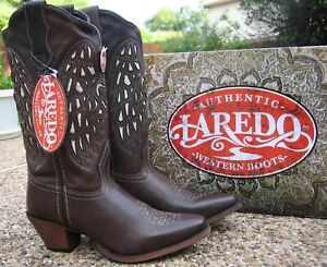 NEW Ladies Laredo Angel Wingz Heart Brown Leather Western Cowboy Boots 52398