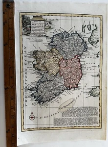 Ireland c. 1760 Bowen decorative vignette antique map hand color surveys needed - Picture 1 of 9