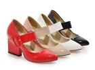 Women's heels  patent chunky Classic point toe buckle dress shoes shoes