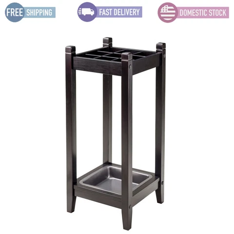 Wood Umbrella Stand Rack Umbrella Holder Sturdy Entryway Mudroom Garage Espresso Cover