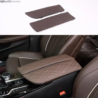 Cubierta de tapa de consola central de cuero PU marrón ajuste personalizado para BMW 530i 540i 2018-2022 Foto 1 de 4