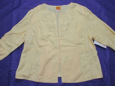 Women's Jacket RUBY RD size 22W pale yellow linen blend $72 NEW (tt56) - Image 1 of 4