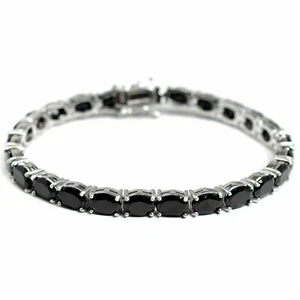 7X5 MM Ovalado Natural Negro Espinela Pulsera 925 Plata de Ley Hecho a Mano J... - Imagen 1 de 8